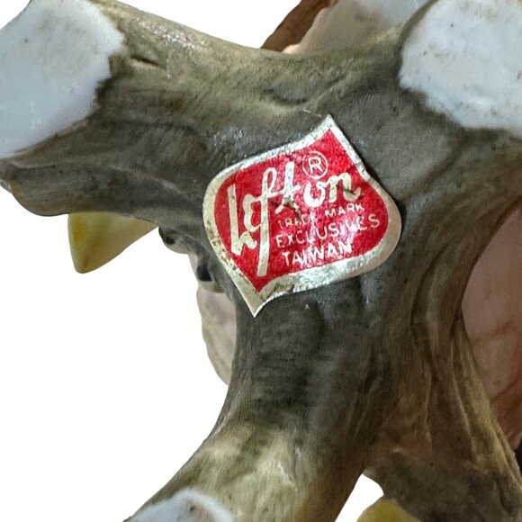 VTG 1970’s Lefton Exclusives Taiwan 4 Inch Hand Painted Porcelain Horned Owl - Picture 5 of 9